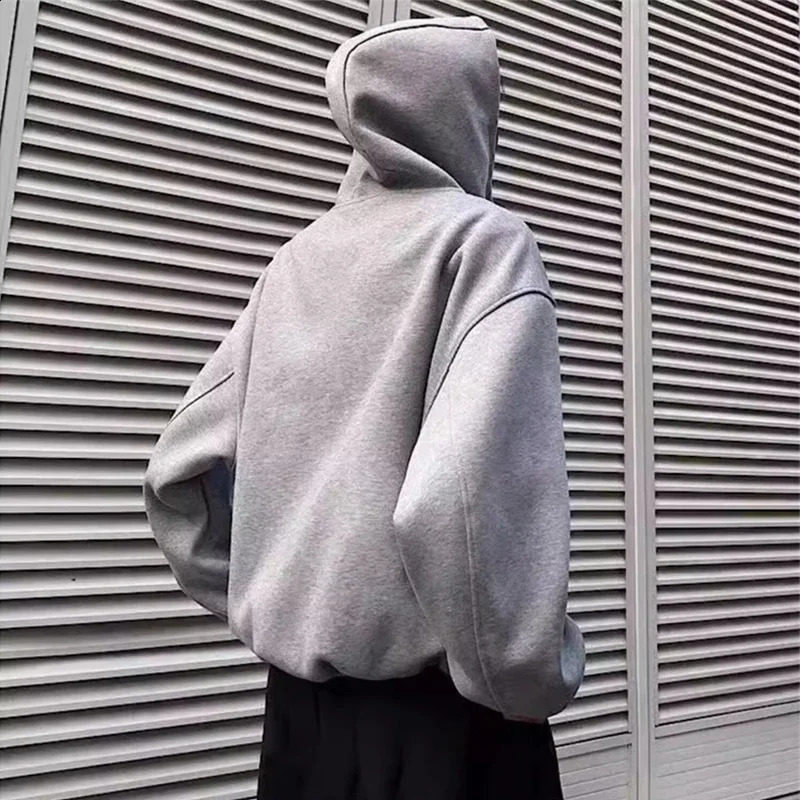 Autumn Casual Zipper Long Sleeve Turtleneck Hoodies For Men in High Street Fashion Hooded Sweatshirts Y2K Vintage Jackets 241231