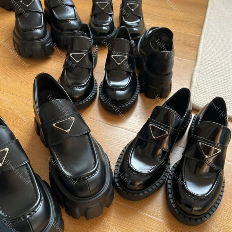 Designer Loafers Platform Loafers Comfort Monolith Brushed Leather Women Loafers Casual Shoes Triangle Patent Oxford Chunky Sneaker Dress shoes size 35-45 P005