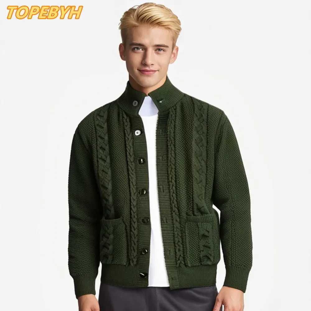 New Arrival 2025 Mens Thick Wool Warm Fashion Long Sleeve Casual Open Knitted Sweater Mens Clothing Z250102