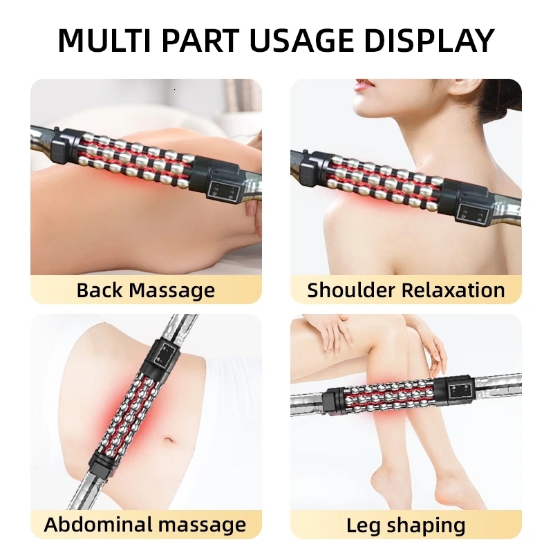 Relaxed Red Light Heated Device 360 Rotating Inner Ball Muscle Relaxation Massage Roller For Whole Body Anti Cellulite
