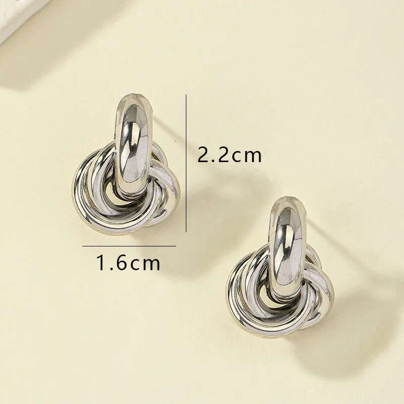 Gold SIer Color Knot Hoop for Women Fashion Shiny Plating Trendy Twist Earring Stud Cute Daily Wear Jewelry