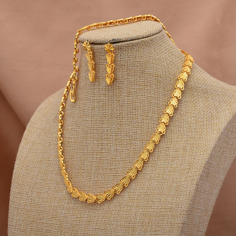 Ethiopian Gold Color Jewelry Sets for Women Men Trendy African Arabian Charm Party Wedding Jewelry Sets Gift 250102
