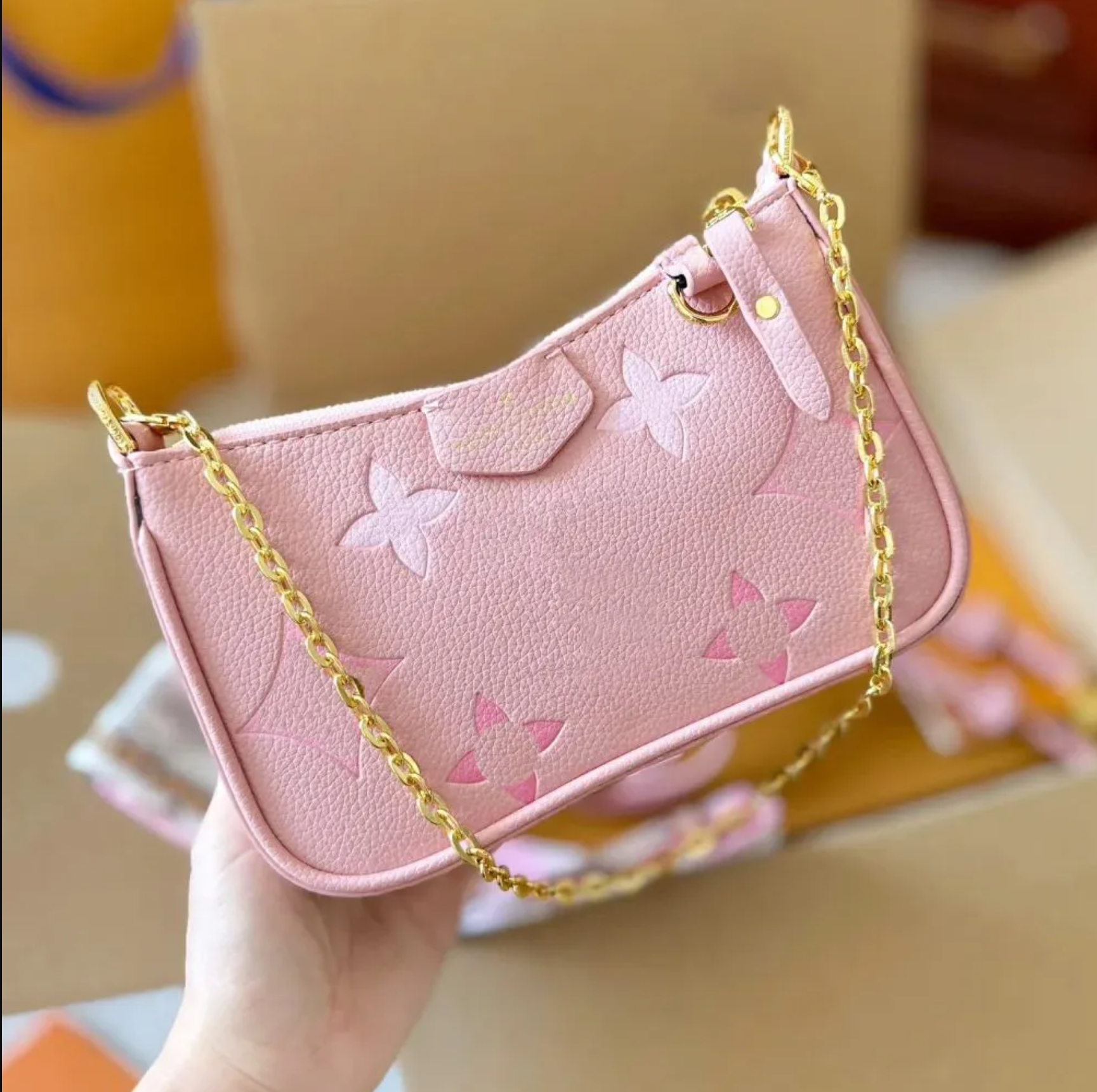 Fashion Designer Bag Women Crossbody Shoulder Bags Chain Wallet Easy Pouch On Strap Purse Embossed Letters Old Flower Handbags Floral Lady Embroidery Half Moon bag