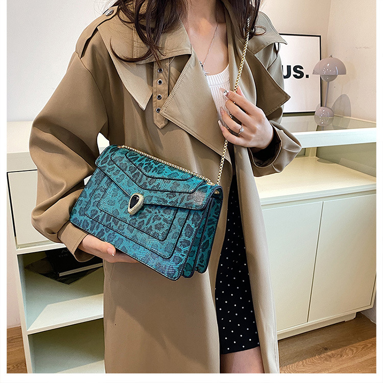 Women's Vintage-Style Mini Crossbody Bag with Leopard Print and Chain Strap