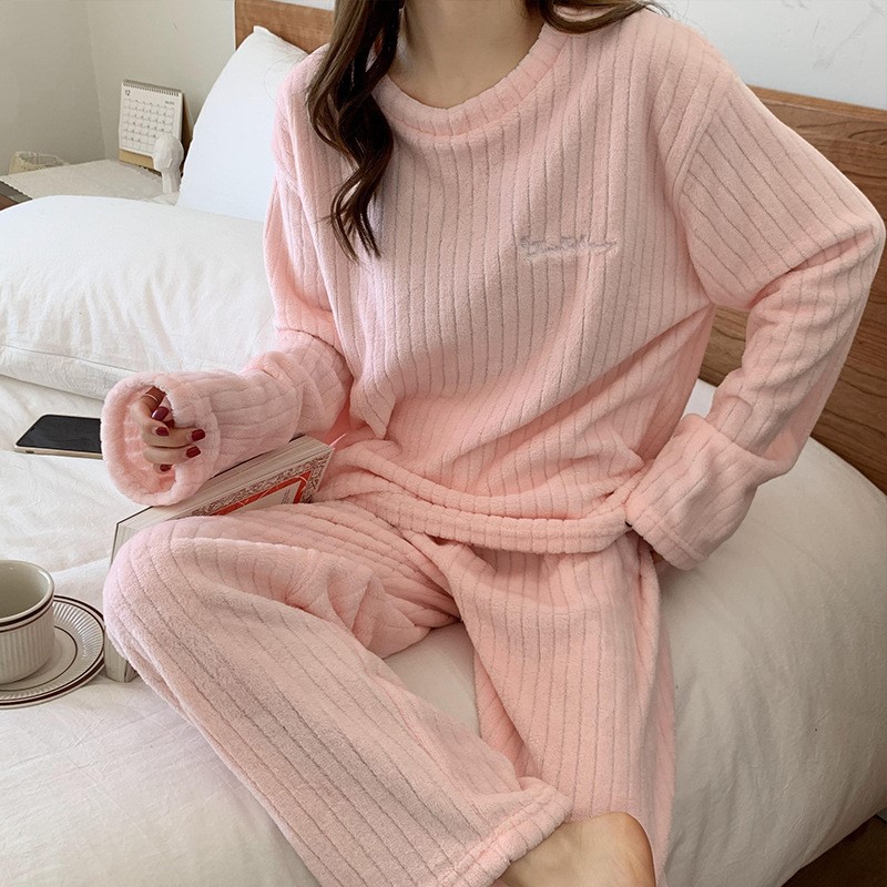B640-New women's pajamas island velvet print long sleeve autumn and winter big brand cardigan luxury high-end warm feeling home