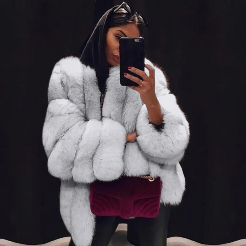 2025 Winter Plus Size Faux Fur Long Coat Women Elegant Long Sleeve Fluffy Cardigan Jacket Ladies Large Thick Warm Furry Outwear