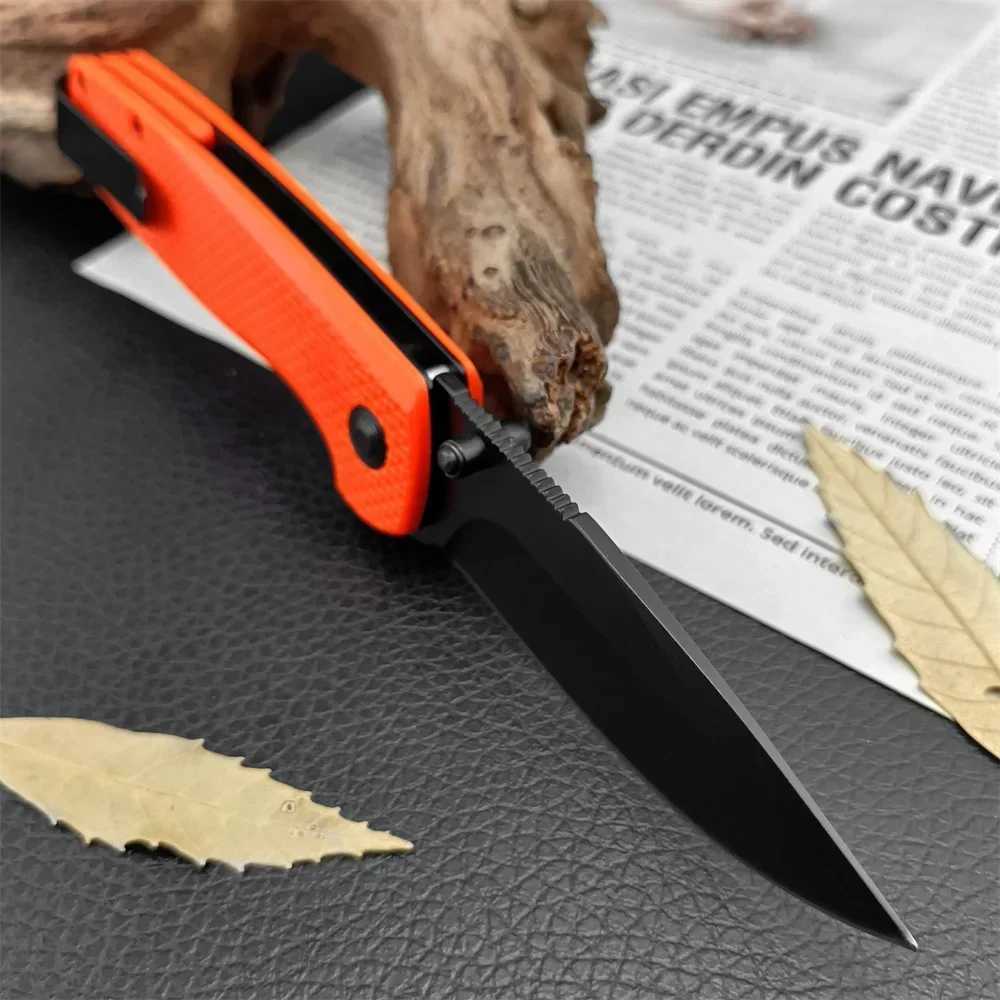Folding Knife Assisted Quick Open Knife 440C Blade Orange Nylon Fiberglass Handle Outdoor Camping Tactical Hunting Military toolXJ250102