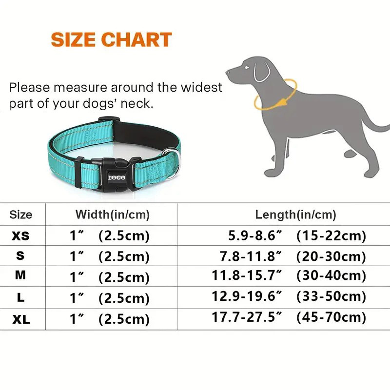 Custom LOGO Dog Collar Sublimation Print Strap Pet Collar Neoprene Anti-String Neck Pet Collar Small & Medium Dogs Multi Colour Nylon Reflective Colla