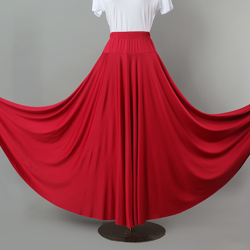 L951 new square dance skirt dance skirt dancing skirt milk silk skirt long skirt ballroom dance skirt big swing skirt