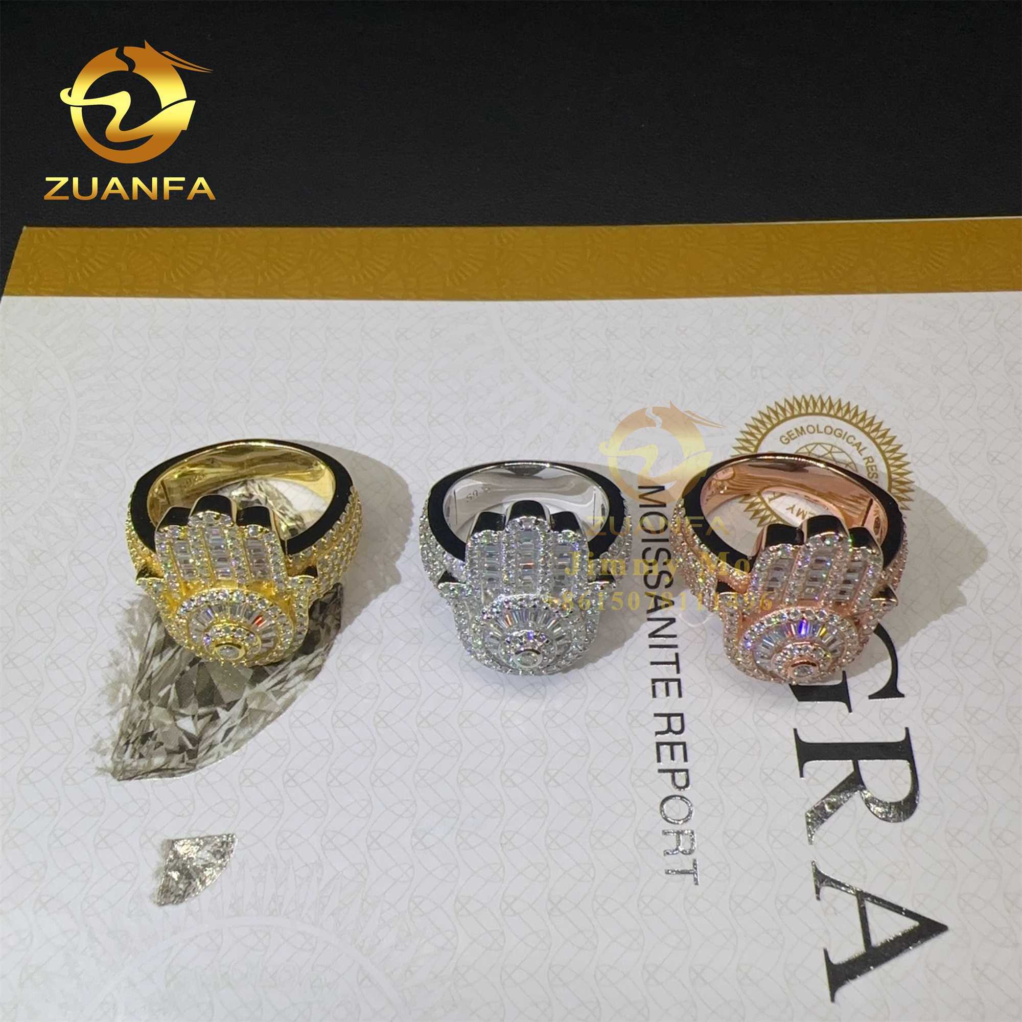 New Arrivals Buss Down Pass Diamond Tester 925 Sterling Silver VVS Moissanite Diamond Hip Hop Iced Out Hamsa Ring Men