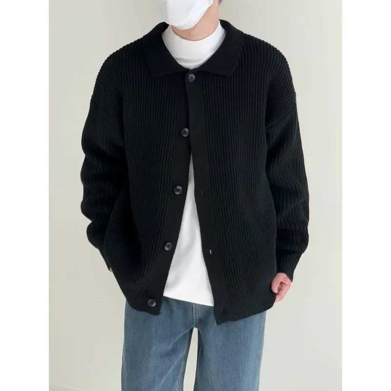 High Quality Korean style solid color loose thick sweater autumn and winter coat mens lazy style Harajuku casual fashion knitted cardigan T250102