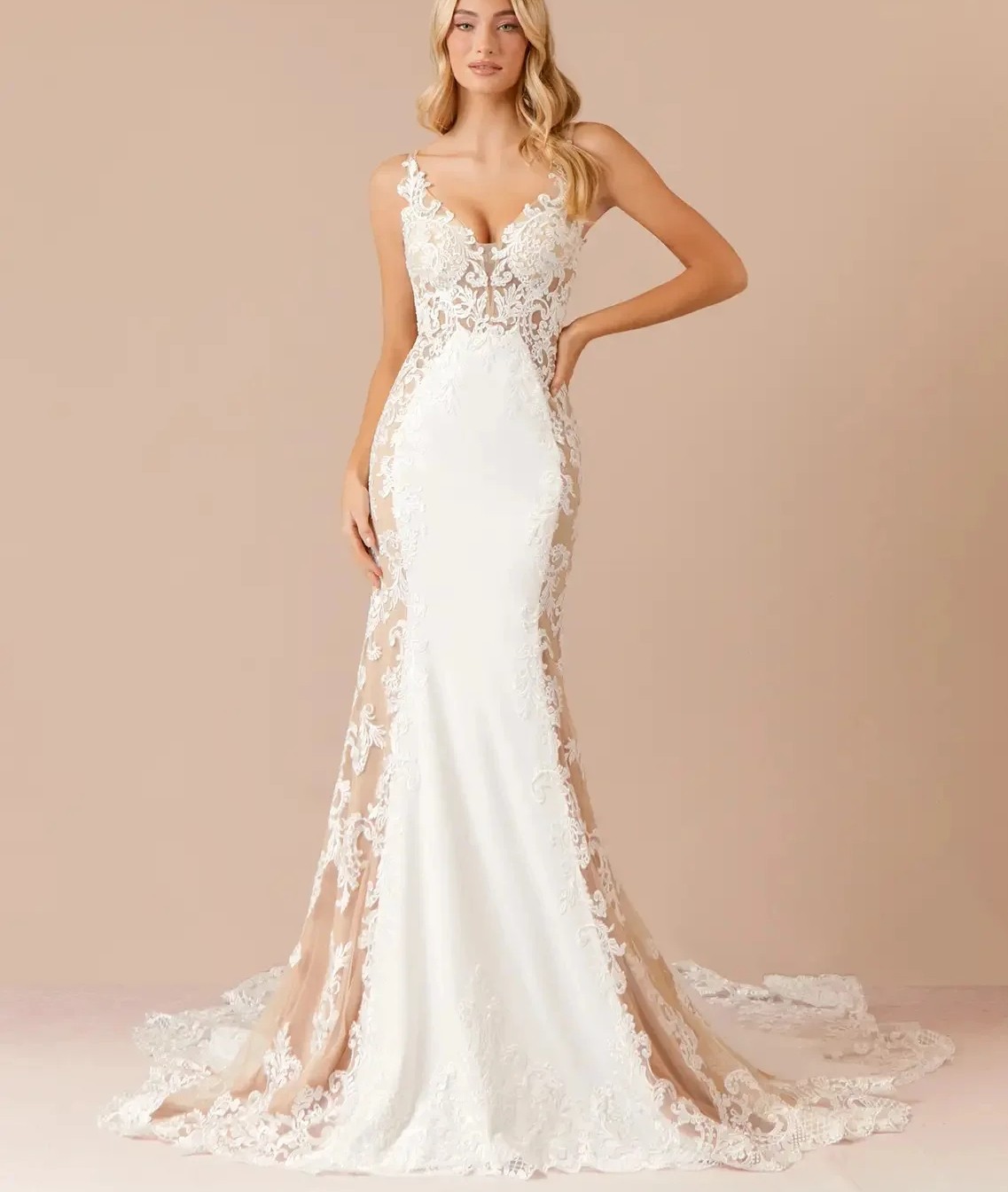 Mermaid Sexy Wedding Dress Straps V Neck Lace Applique Sweep Train Bridal Bride Gowns For Women Abendkleider Vestidos De Novia estidos