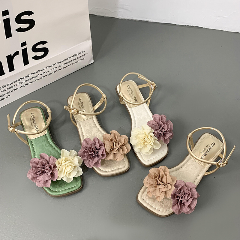 Free shipping flat sandals for womens designer sandals champagne beige green Summer beach slippers size 35-40
