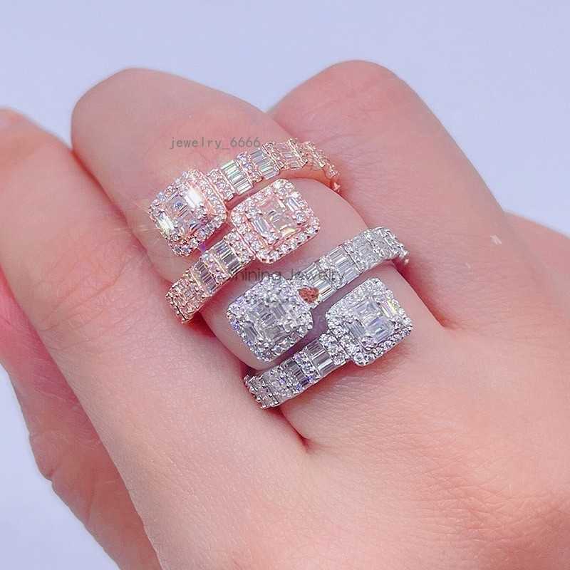 ready to ship new design iced out vvs lab diamond moissanite baguette diamond ring