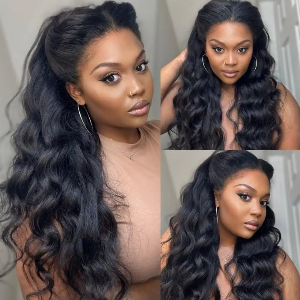 100% Realy 280density for Black Woman 13X4 HD Frontal Wigs Human Glueless Brazilian Hair 30 Inch 13x4 Body Wave Lace Front Pre Plucked Wig