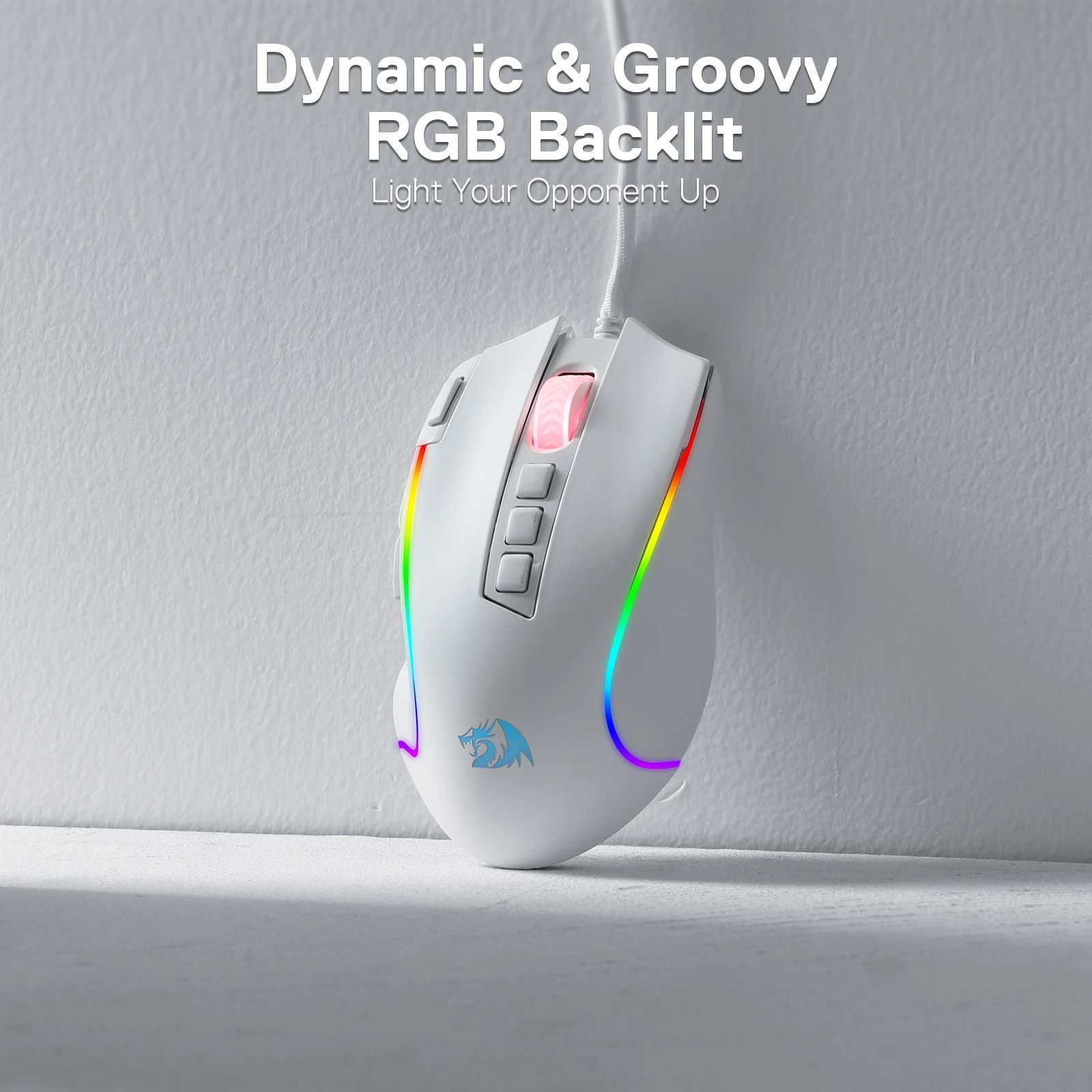 Redragon M612 Predator RGB Gaming Mouse 8000 DPI Wired Optical with 11 Programmable Buttons White M250102
