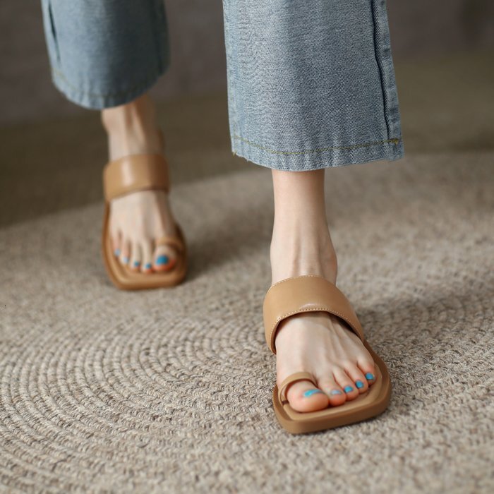 And Ddmywed Small Niche One Character With Women S Outerwear New Flat Bottomed Clip Toe Beach Shoes For Summer Low Heeled Casual Sandals Chinese Brand