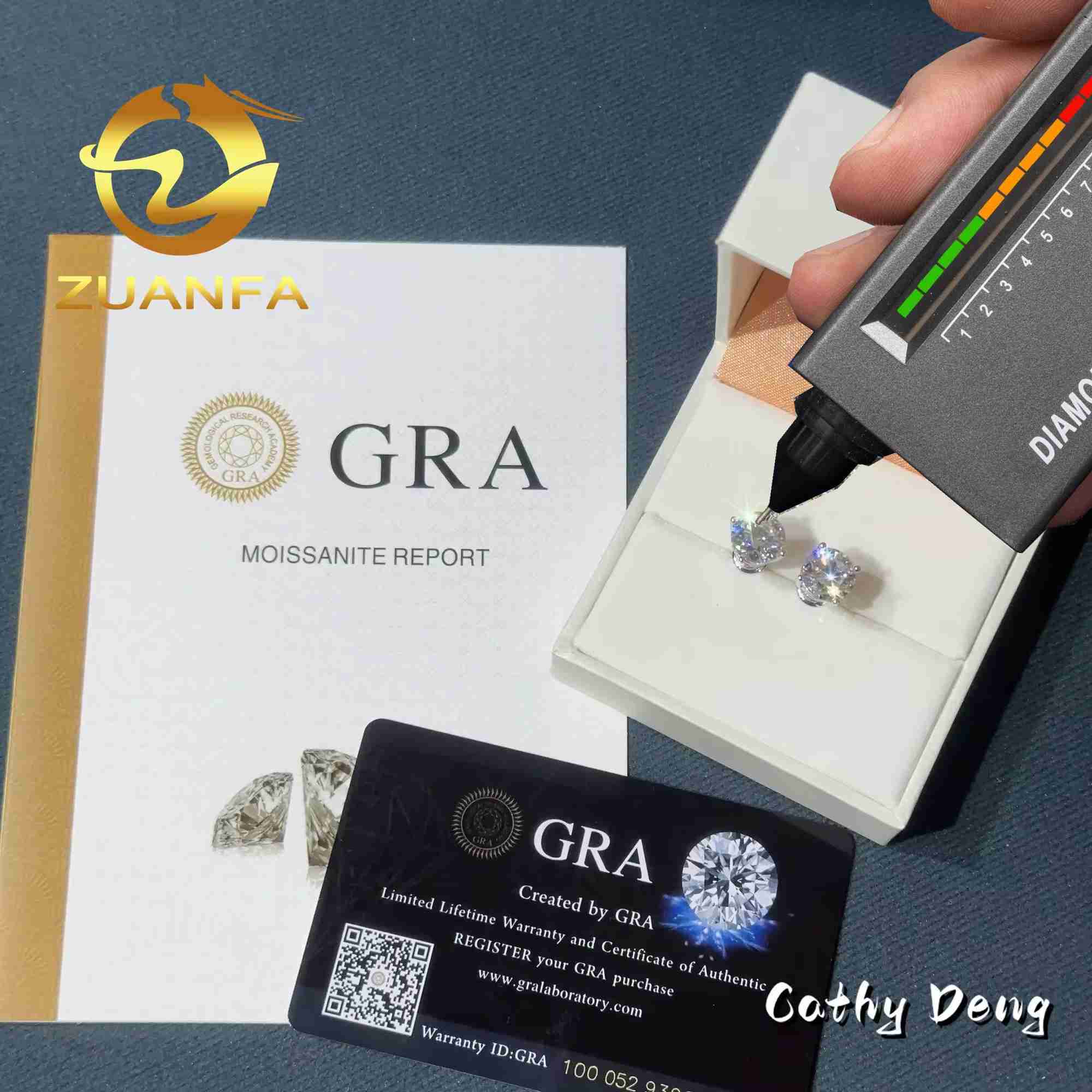 18k Gold Plated DVVS Moissanite earrings Screw Back Round cut 4 Prong Stud Earrings 925 Silver Hip hop Earring for men and women