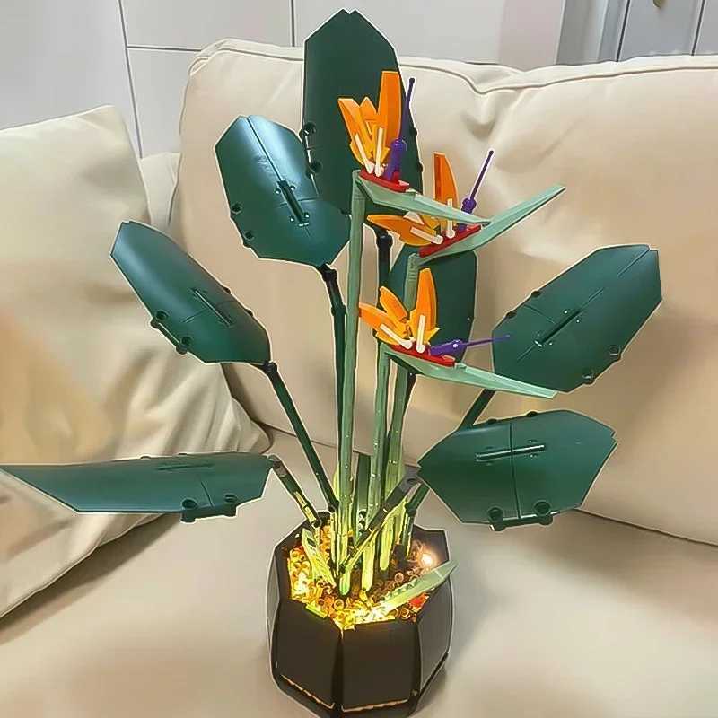 1173 new 10289 pieces of Paradise Bird Bouquet Roses Building Blocks Potted Illustration Childrens Christmas Gift W250102