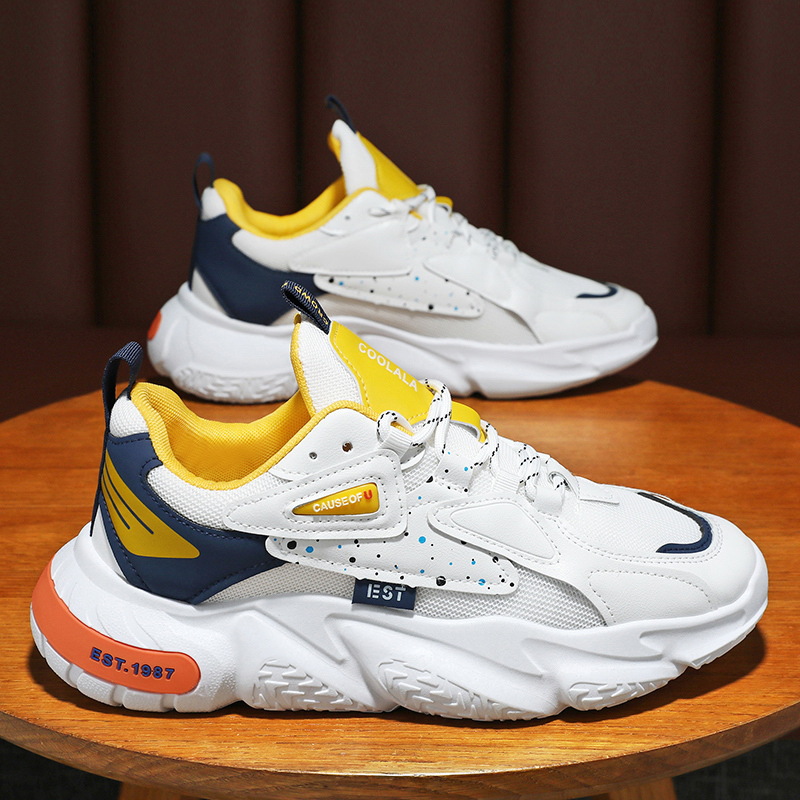Men Casual Shoes Trendy Style Yellow Blue Breathable Mesh Casual Style Jogging Tennis Gym Sneaker Free shipping