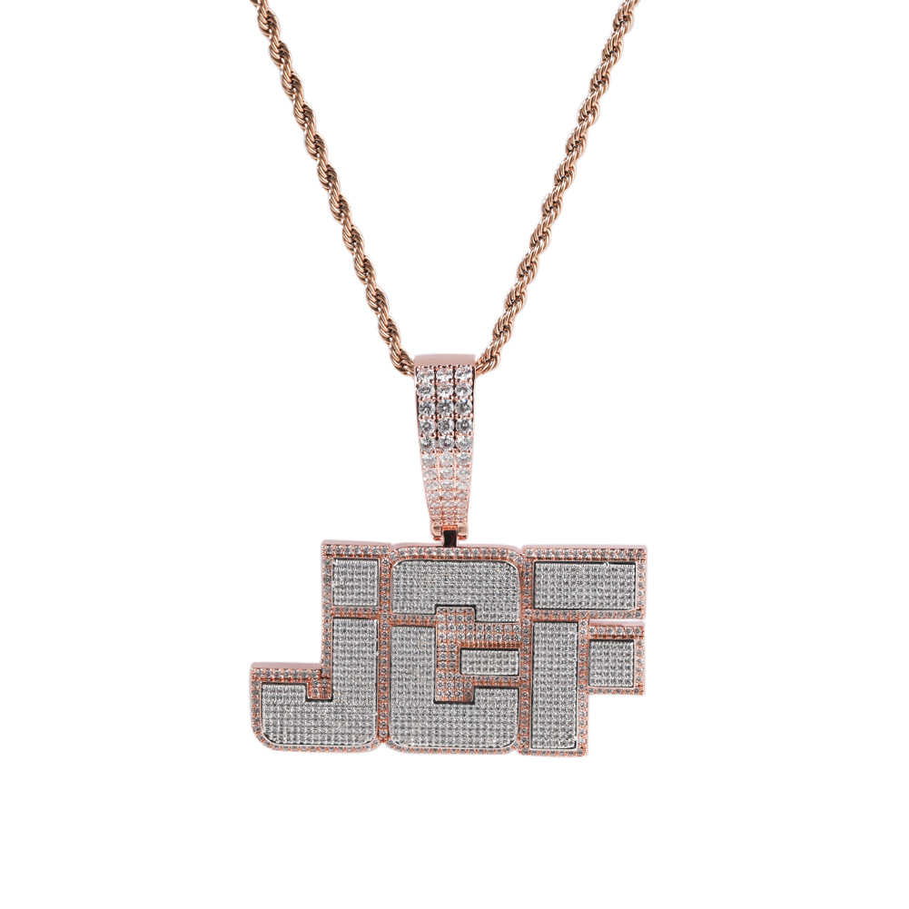 Hip Hop Custom Broken Font A-Z 26 Letters Pendant Necklaces Double Colors TopBling 5A Zircons Jewelry