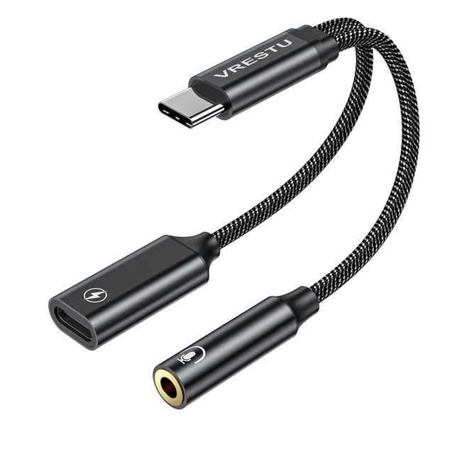 2 in 1 USB 2025 C DAC Headphone Adapter Type C to 3.5 Jack Adapter Audio USB-C PD 60W Power Delivery Connector for Samsung iPhone 15