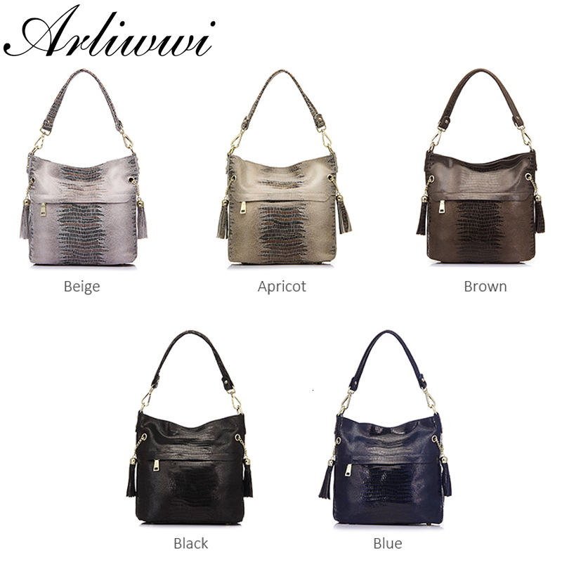 100% Genuine Women's Shoulder Handbags Shiny Emed Lady Suede Cowhide Real Leather Bags New Cross Body Bucket Bag