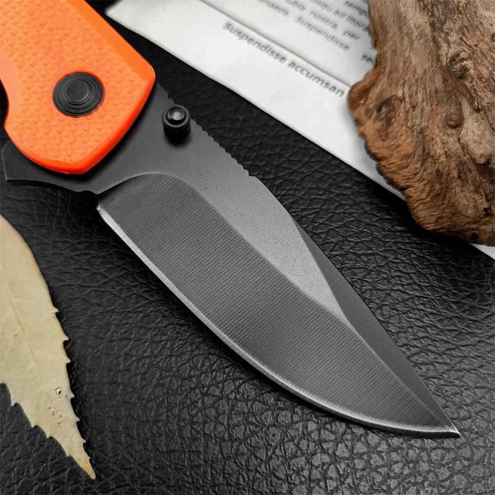 Folding Knife Assisted Quick Open Knife 440C Blade Orange Nylon Fiberglass Handle Outdoor Camping Tactical Hunting Military toolXJ250102