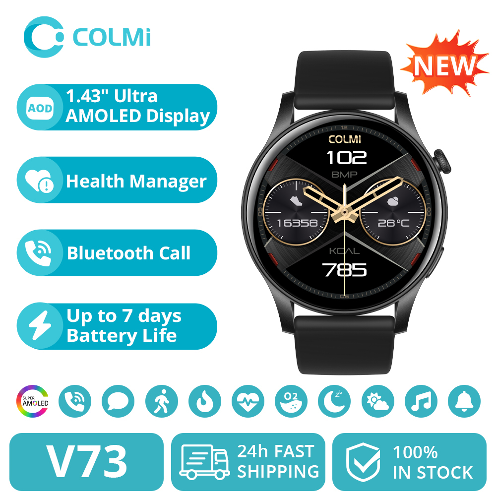COLMI V73 Smartwatch AMOLED Display Bluetooth Calls Health Fitness Tracking Smart Watch for Men Women