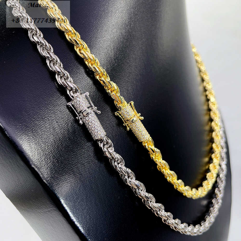ready to ship chain 6mm width 925 sterling rope necklace moissanite diamond rope chain necklace
