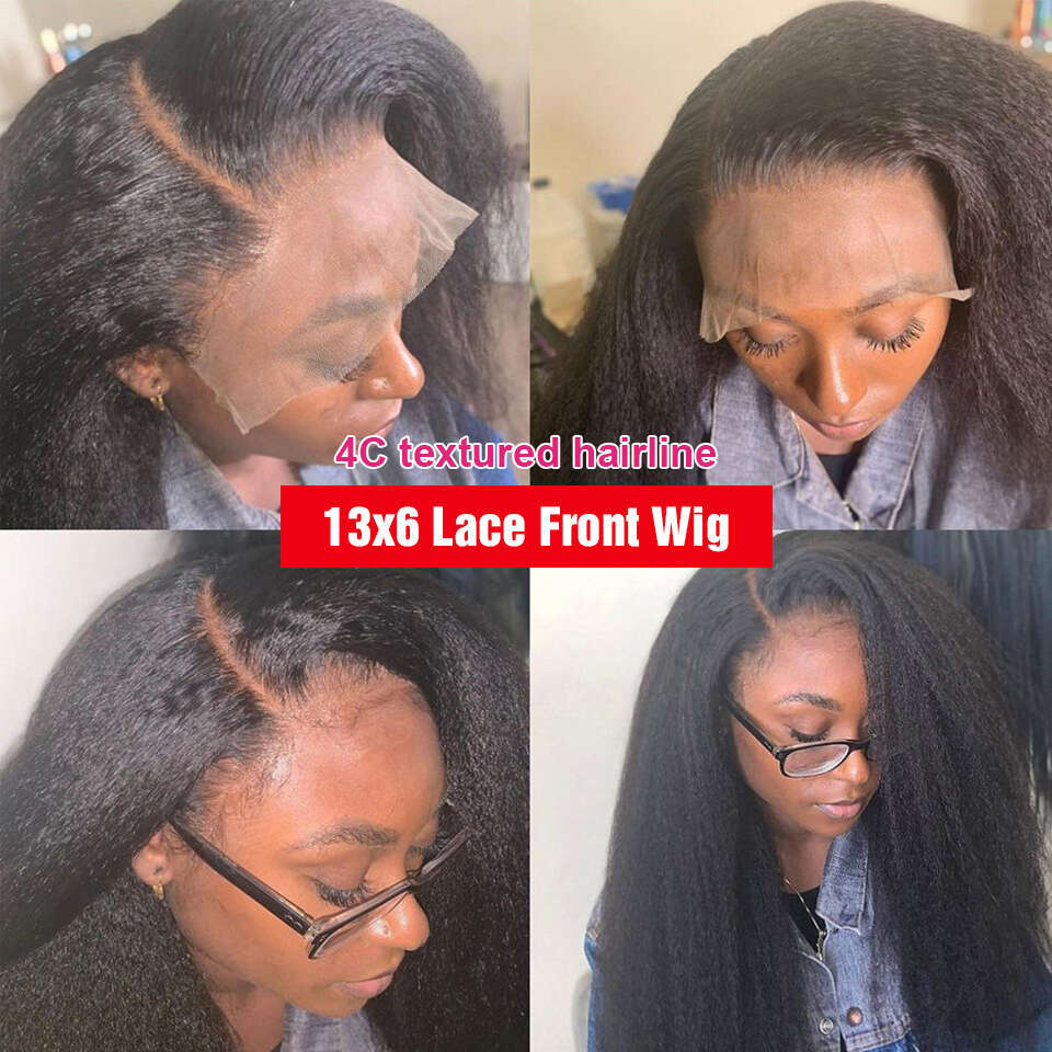 Yaki Kinky Straight Glueless Wig Human Hair Ready To Wear And Go Preplucked 13X6 HD Lace Frontal Wigs For Women