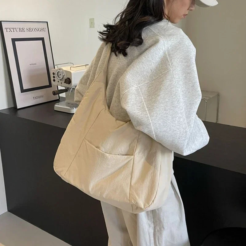Trendy Womens Soft Cloth Shoulder Bag Solid Color Student 2025 Spring Y2k Casual Style Big Handbags Crossbody Bags for Women 250122