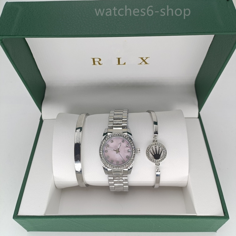 3pcs Set Watch Luxury Designer High quality Women Pink Dial Hollow Strap Fashion Gold Bracelet Quartz Wristwatch Student Ladies Watches Reloj Mujer With Box