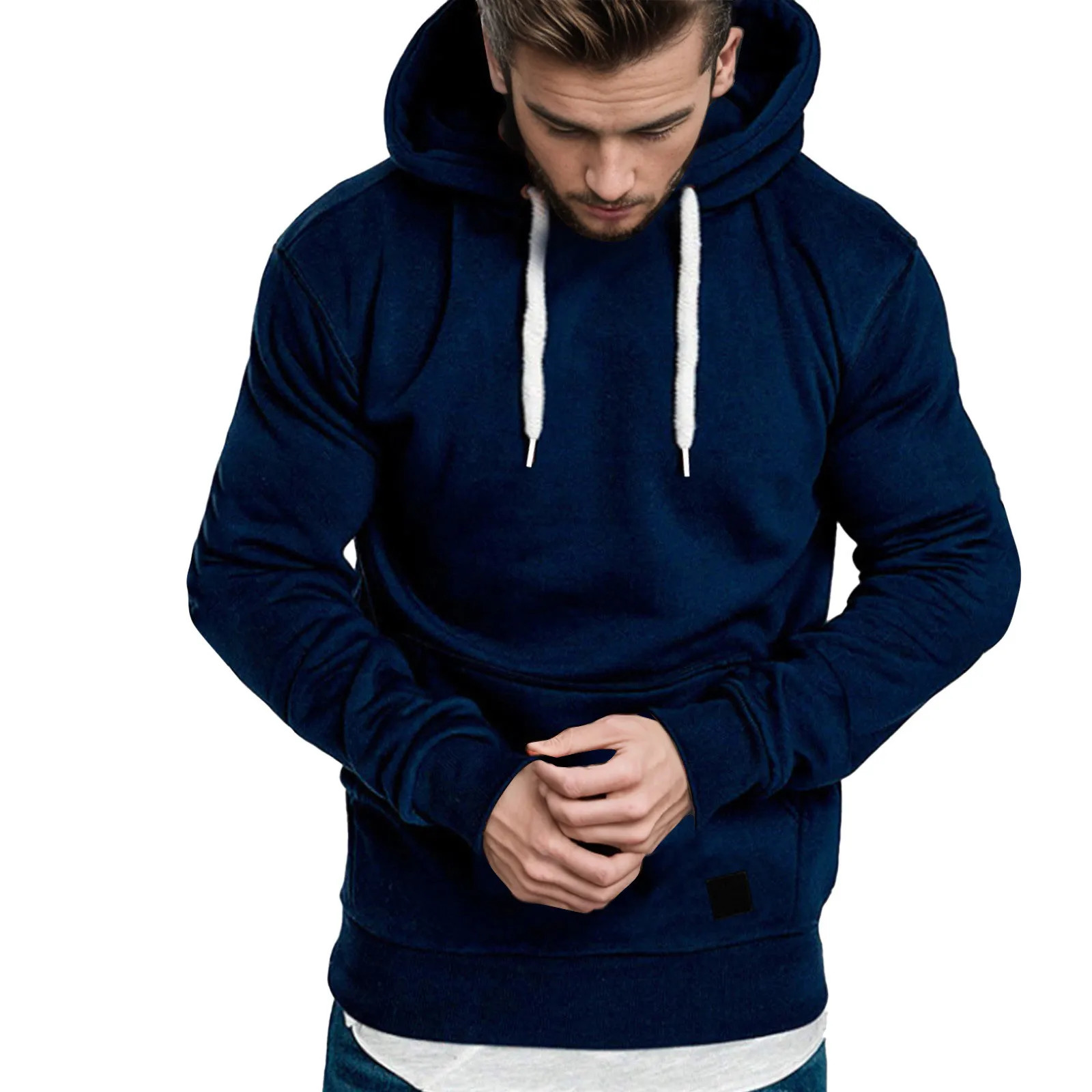 Mens Casual Patchwork Colour Simple Hooded Sweatshirt Mens Winter Warm Comfortable Fashion Sweatshirt Jacket 250102