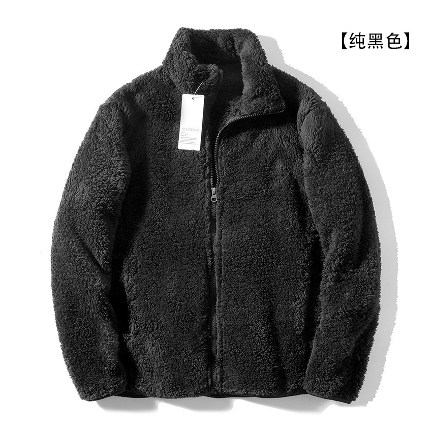 Mens long wool lambhair long sleeved stand up collar jacket with fleece jacket 419505 produced in the fitting room 2024