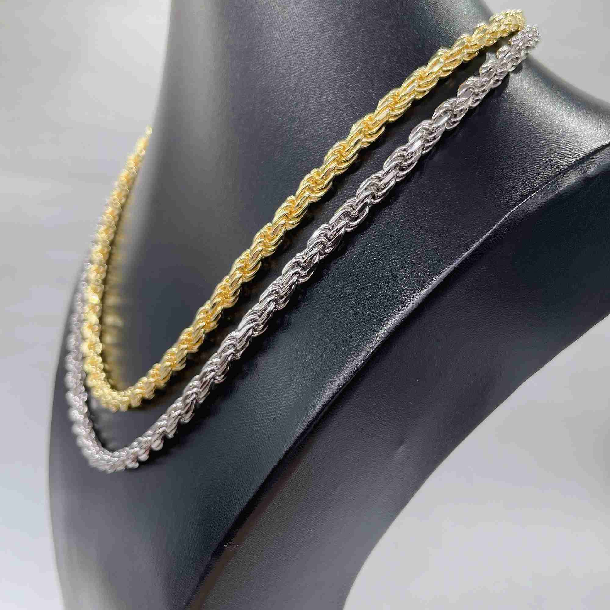 ready to ship chain 6mm width 925 sterling rope necklace moissanite diamond rope chain necklace