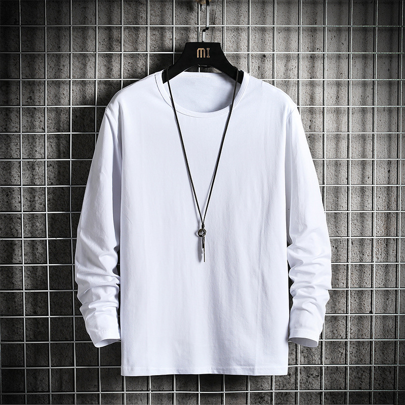 Spring and Autumn Thin Mens Long Sleeve T-shirt Loose Bottom Shirt T-shirt Mens Upper Clothes Mens Sweatshirt Trendy