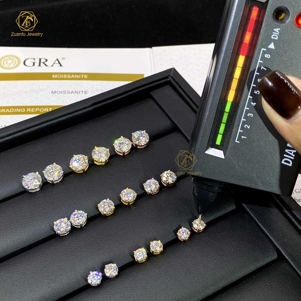 Cheap Price Hip Hop Fine Jewelry Earrings 5mm 6.5mm 8mm VVS Moissanite Diamond Earring Bling 925 Sliver Stud Earrings