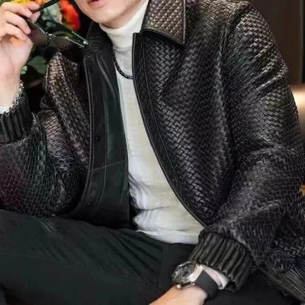 Mens Business Leather Jacket Autumn Fashion Trend High Quality Black Light Casual Loose Y2k Mens Jacket 241230