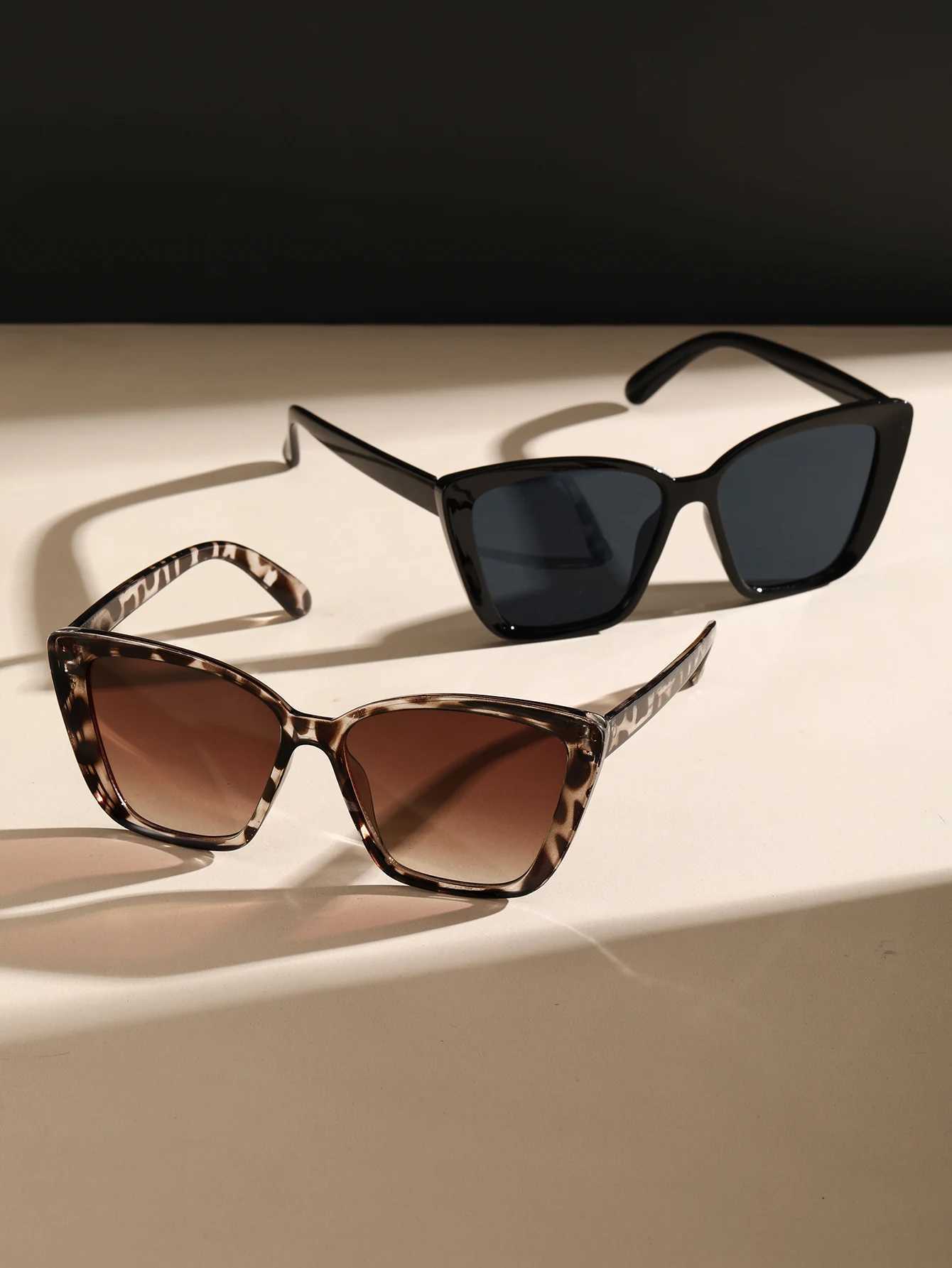 2 PCS Fashionable Oval Plastic Frame Versatile Street Photo Sunglasses For Travel VacationXJ250102