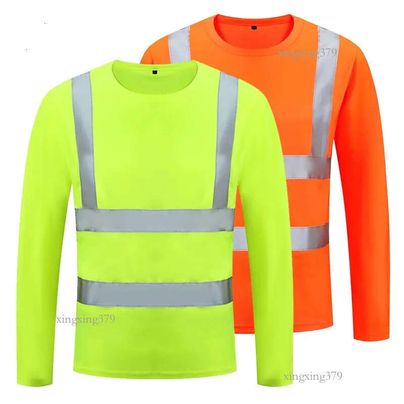 Fluorescent Yellow High Visibility Shirts Reflective Safety tShirt Long Sleeve Hi Vis Shirt Quick Dry Construction Work Wear 240717