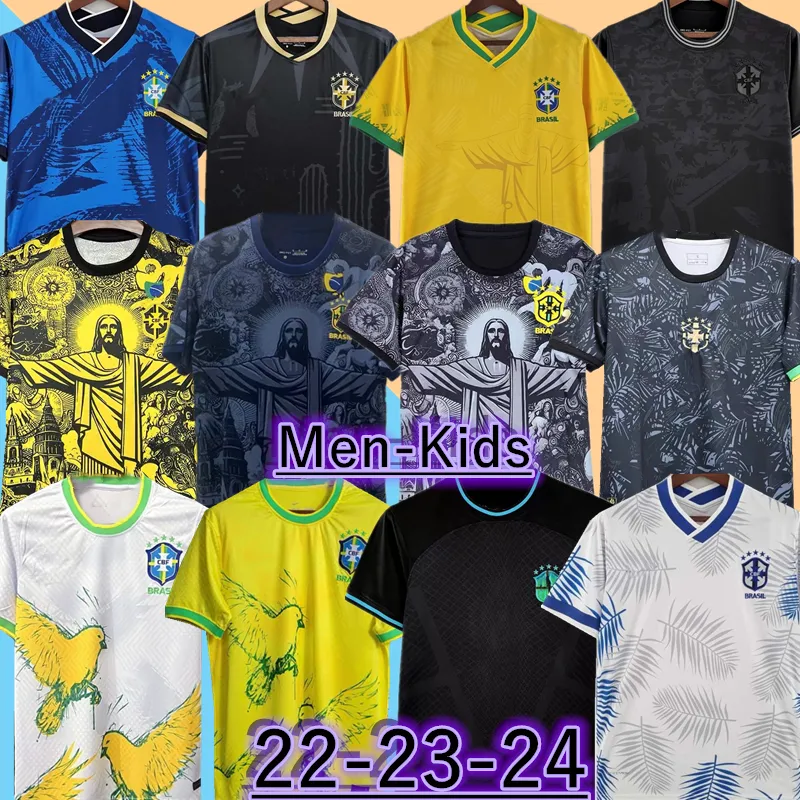 24 25 BraziLS Soccer Jersey Copa America Cup NEYMAR VINI JR BrasIL National Team Football 2025 JESUS Special Home Away Fans Player Mens Kids Kit Sets RODRYGO Adult set