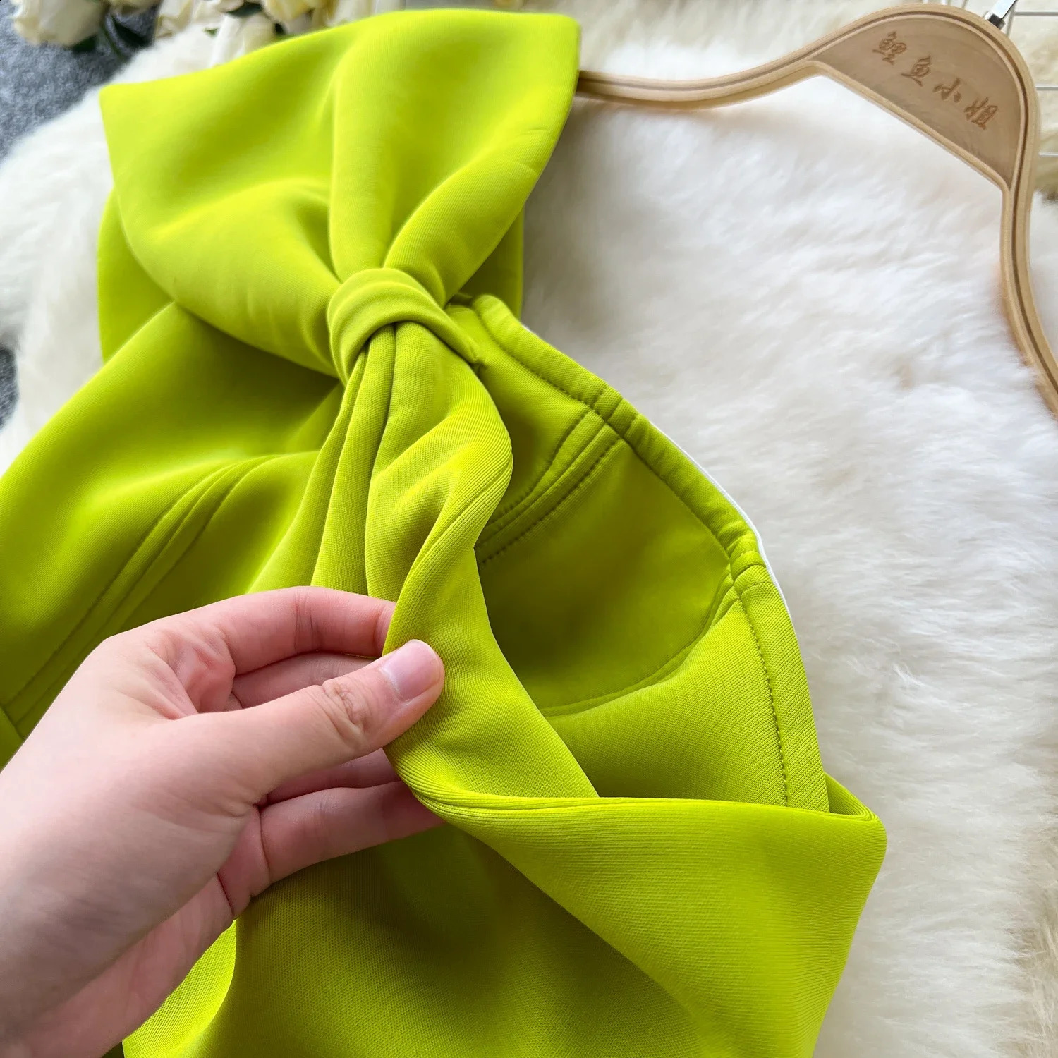 Retro strapless dress American sexy bow tight evening dress womens shoulder summer high waisted vest straight 241231