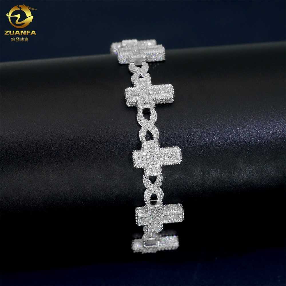 Real 925 Silver Sterling VVS Moissanite Cuban Link Necklace Gold Hip Hop Bracelet Iced Out Diamond Infinity Cross Cuban Bracelet