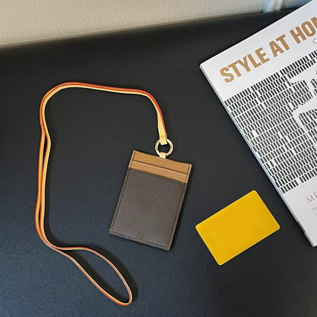 card holder necklace fashion cards clamp work permit lanyard hanging designer wallet women men neck applicable card holder unisex leather case fashion cardholder