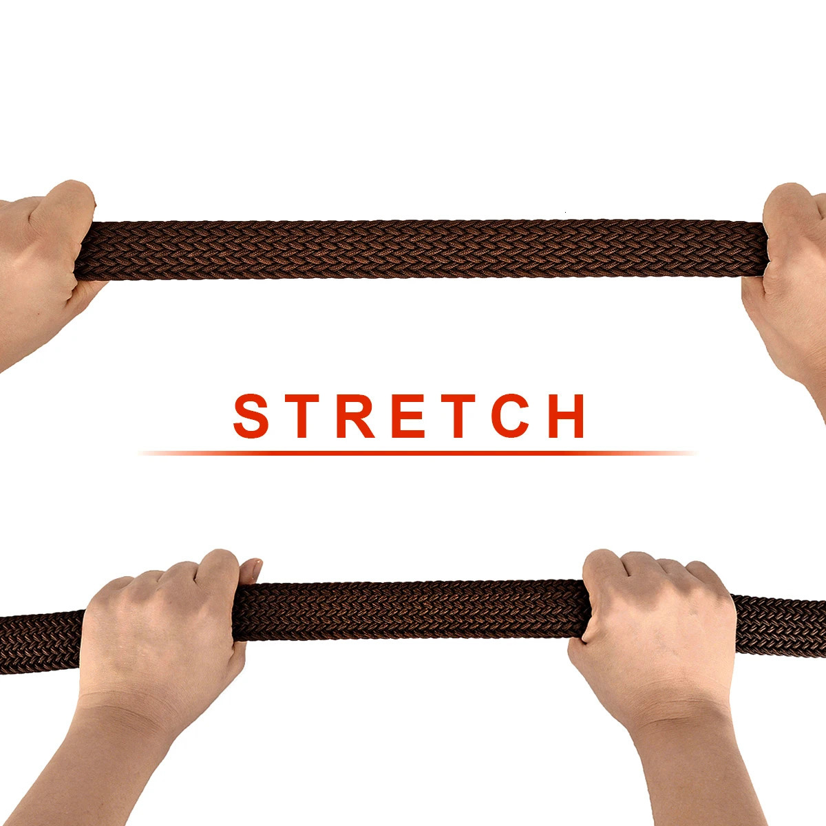 Drizzte Plus Size 130 150 160 170 180 190cm Brown Braided Woven Elastic Stretch Belt Mens for Big and Tall Man High Quality 250102