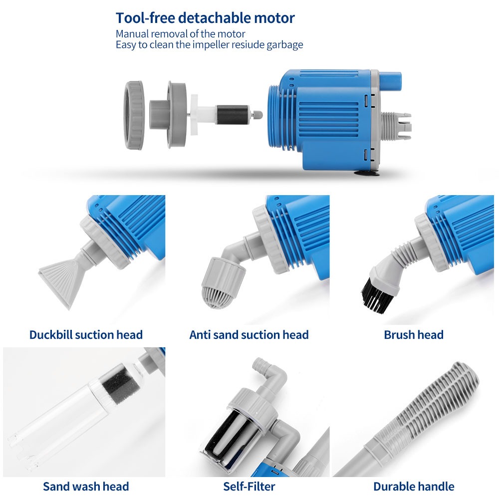 Aquarium Gravel Cleaner - Electric Automatic Removable Vacuum Water Changer Sand Algae Cleaner Filter Changer 28W