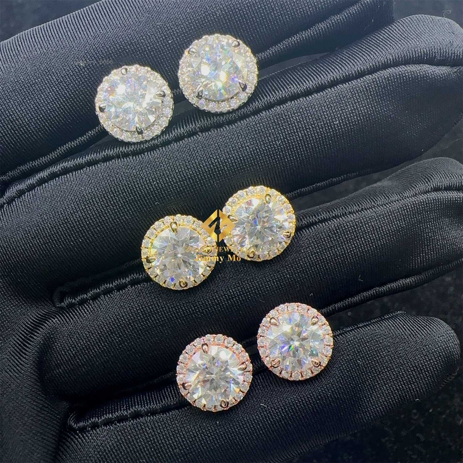 Fashion Fire Jewelry men iced out hip hop sterling silver 9mm 925 screw back moissanite Diamond Stud Earrings Men