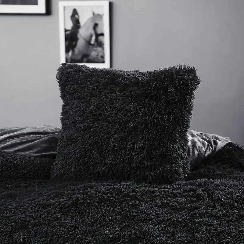 Fluffy plush down duvet cover set luxurious tra soft velvet fuzzy wardrobe cover bed cover 4pcs Y241231