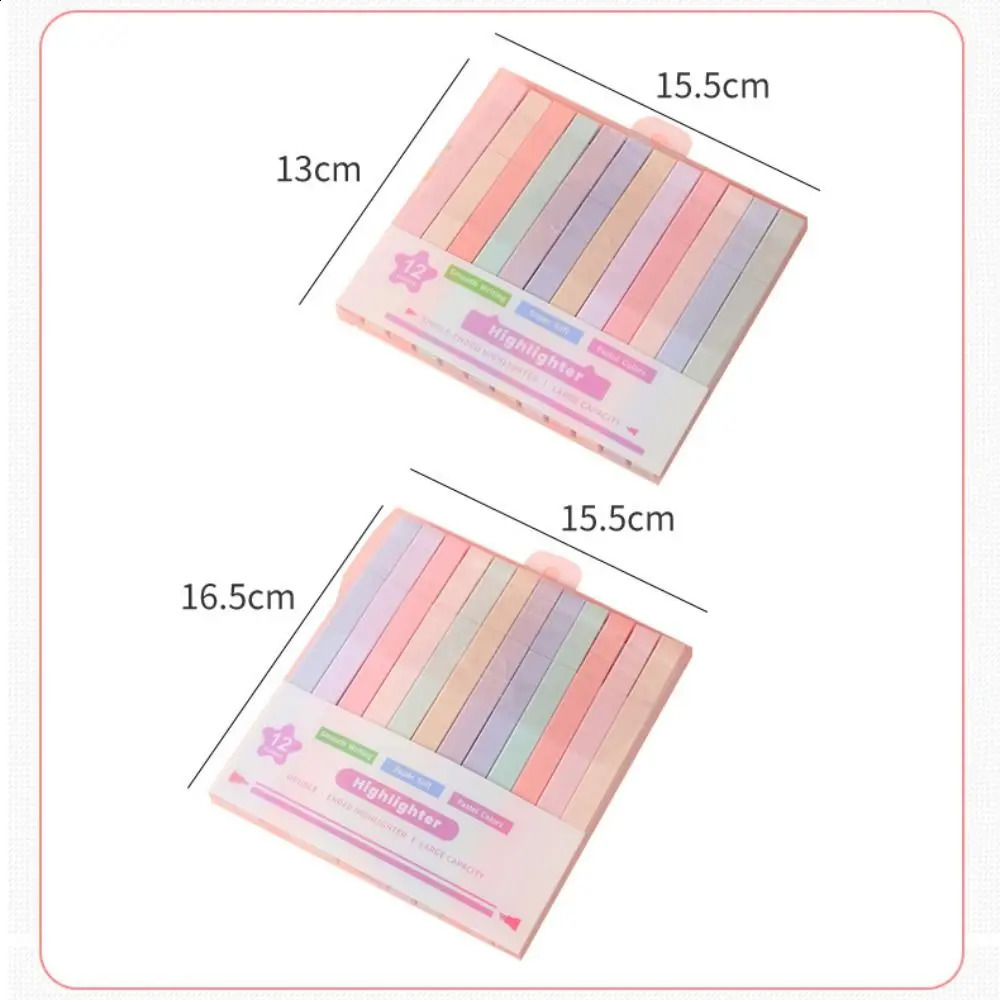 Double Headed Highlighter Pens Aesthetic Fluorescent Pastel Highlighters Stationary Supplies Colored Kawaii Markers 241231